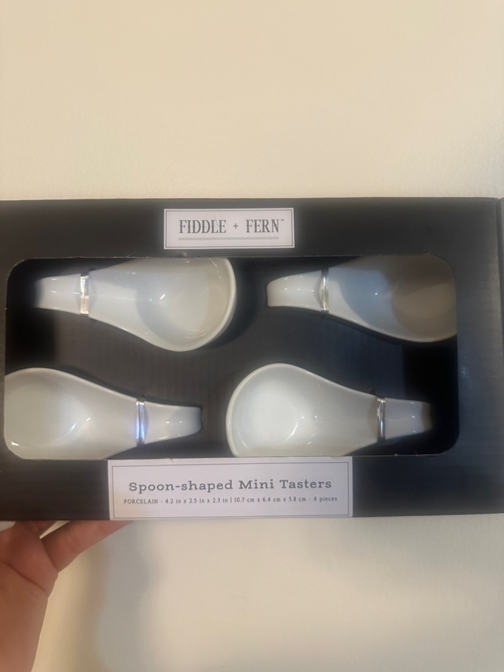 Fiddle + Fern White Porcelain Spoon-Shaped Mini Tasters - Set of 4